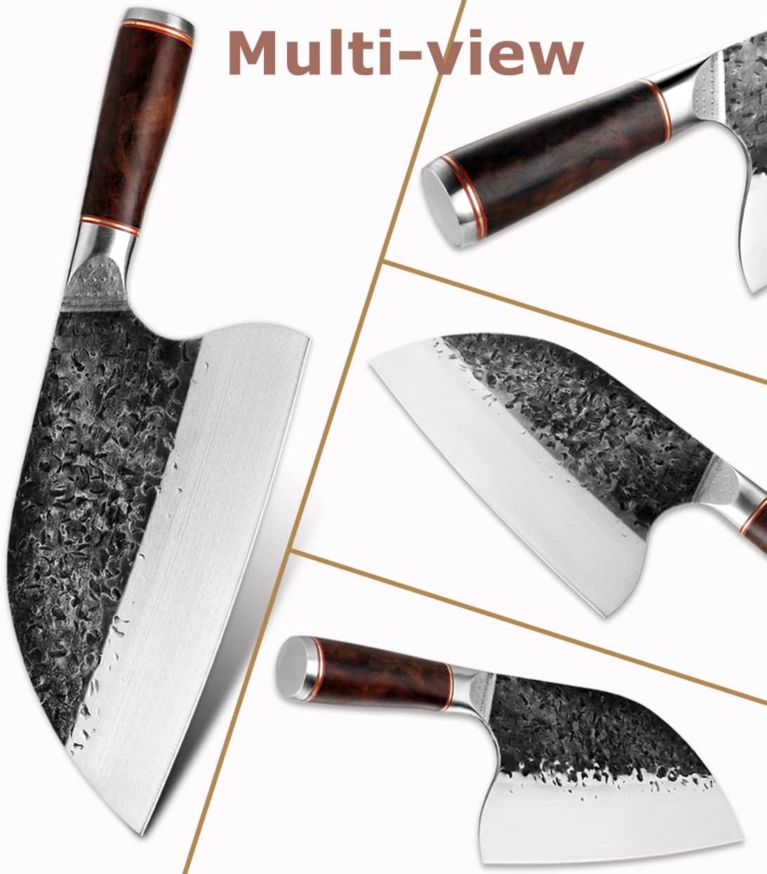 Smith Chu Handmade Forged Serbian Meat Cleaver Knife with Sheath Chef's knvies Full Tang Butcher Knife Outdoor Meat Vegetable Cleaver for Family, BBQ or Camping Gift for Dad - Image 4