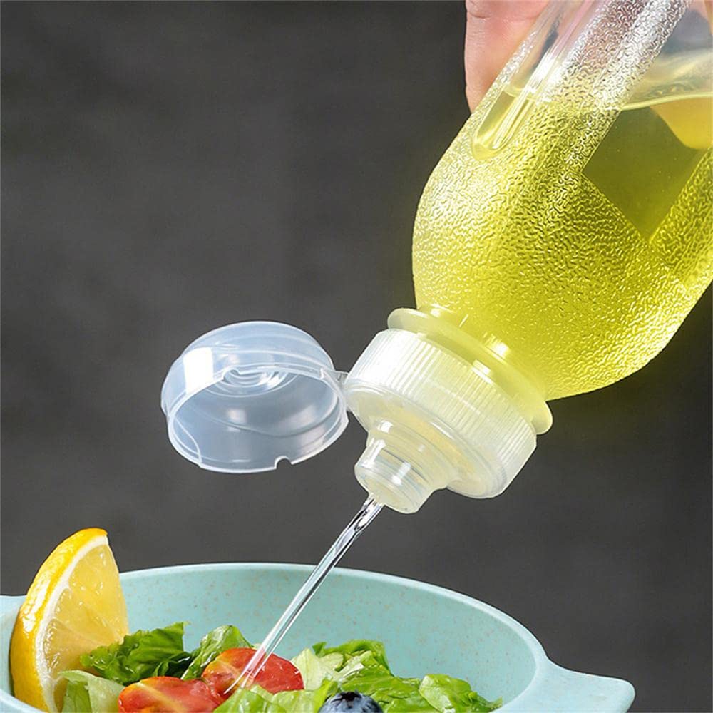 Botella de plástico para apretar, botella transparente para condimentos, con válvula de silicona antirretorno, adecuada para aceite, miel, salsa barbacoa y condimentos, botella antideslizante
