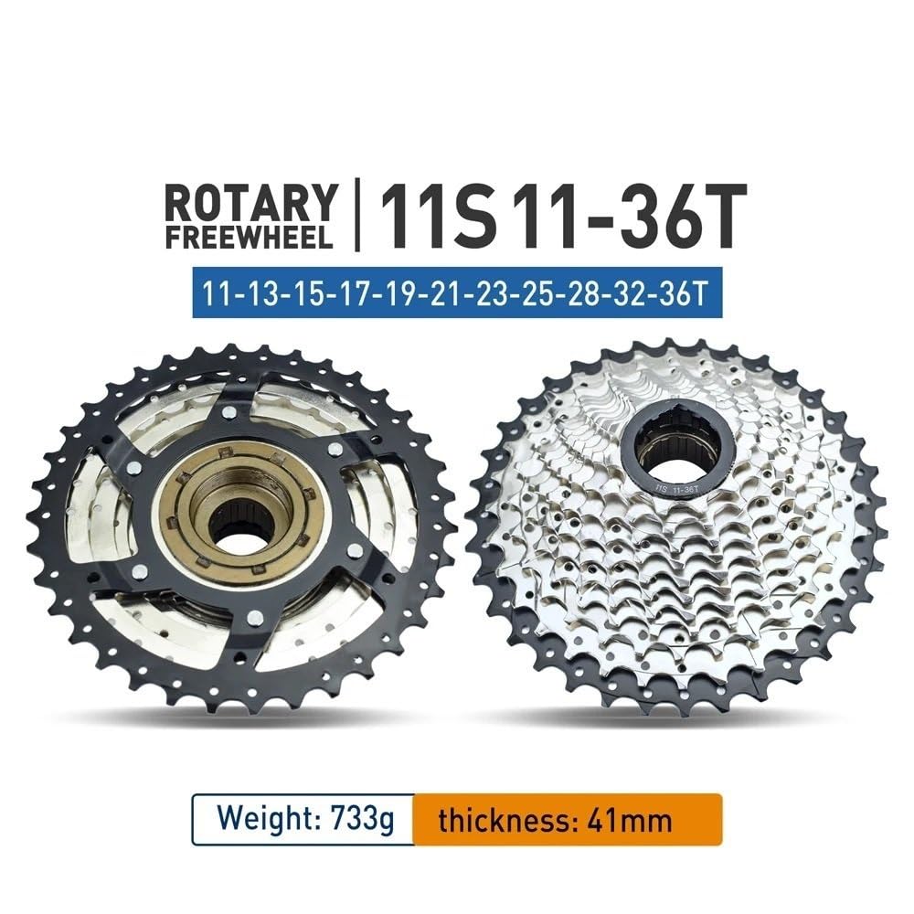 Compatible con piñón de Bicicleta Deportiva VG de 5/6/7/8/9/10/11 velocidades, Rueda Libre de Rosca de 11-36 Dientes, Compatible con Rotary.