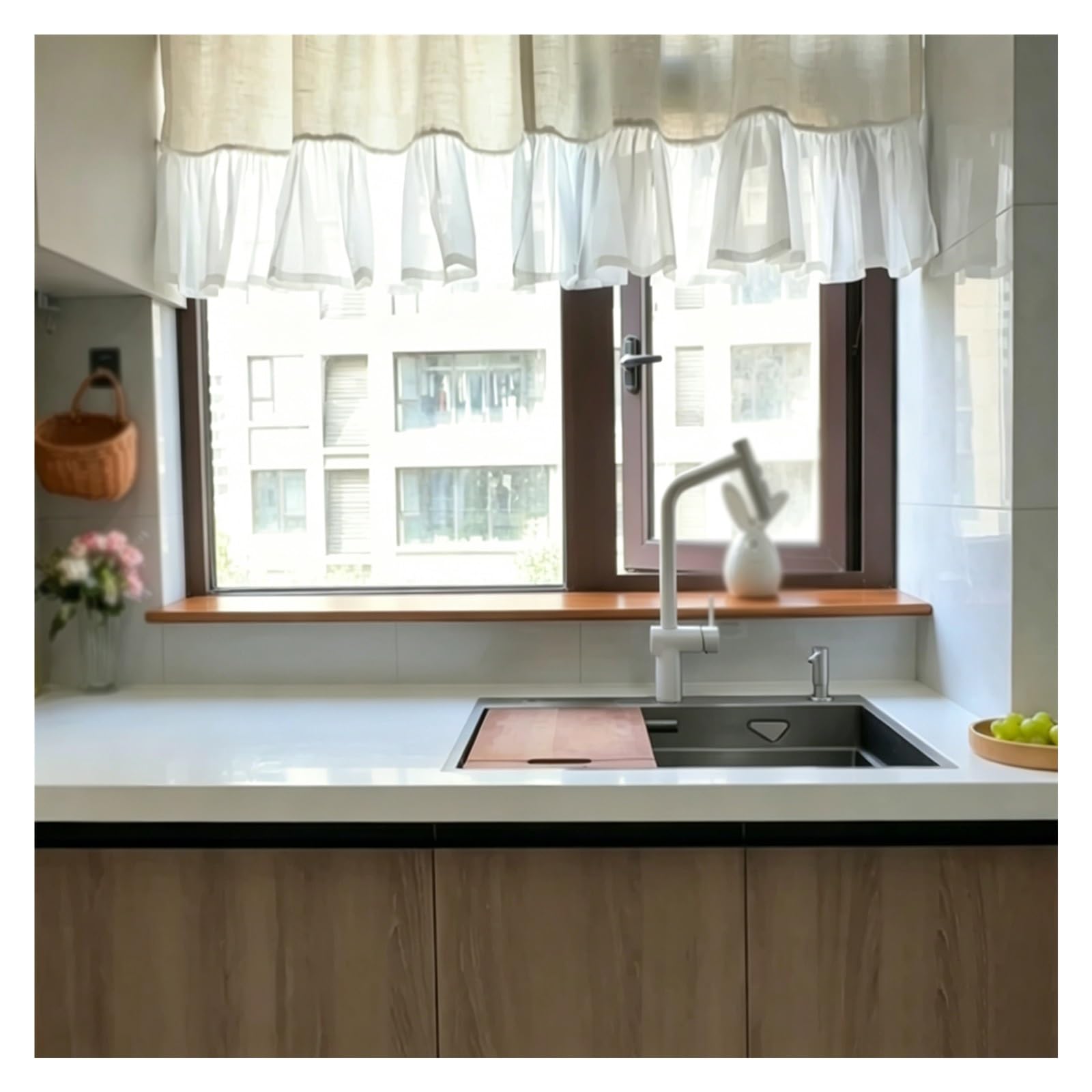 CHZDPP Custom Window Sill Extender Plate for Spice Jars/Plants Pots, No Drill Windowsill Extension, Countertop Extension Set with Invisible Installation(Beige,39.4x6in/100x15cm)