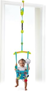 Bright Starts, Altalena Da Porta Deluxe Bounce ‘n Spring Con 4 Giochi, Cinghia Regolabile, Lavabile, Facile Da Trasportare, Si Fissa In Modo Sicuro Ad Ogni Tipo Di Porta, Da 6 Mesi+