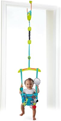 Bright Starts, Altalena Da Porta Deluxe Bounce ‘n Spring Con 4 Giochi, Cinghia Regolabile, Lavabile, Facile Da Trasportare, Si Fissa In Modo Sicuro Ad Ogni Tipo Di Porta, Da 6 Mesi+