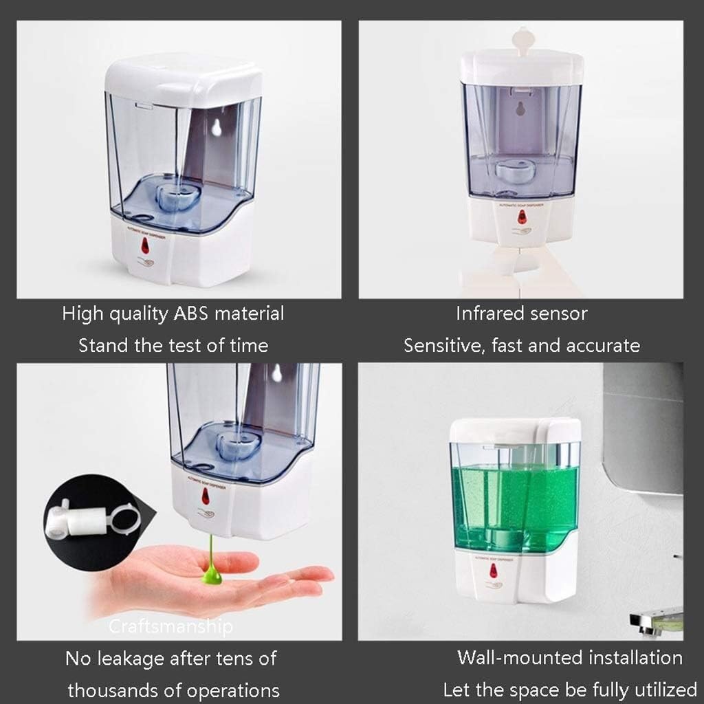 Dispenser di sapone automatico senza contatto, dispenser di sapone per piatti montato a parete, per cucina, casa, ristorante, hotel, scuola, bagno, dispenser di lozioni (batteria senza perforazione)