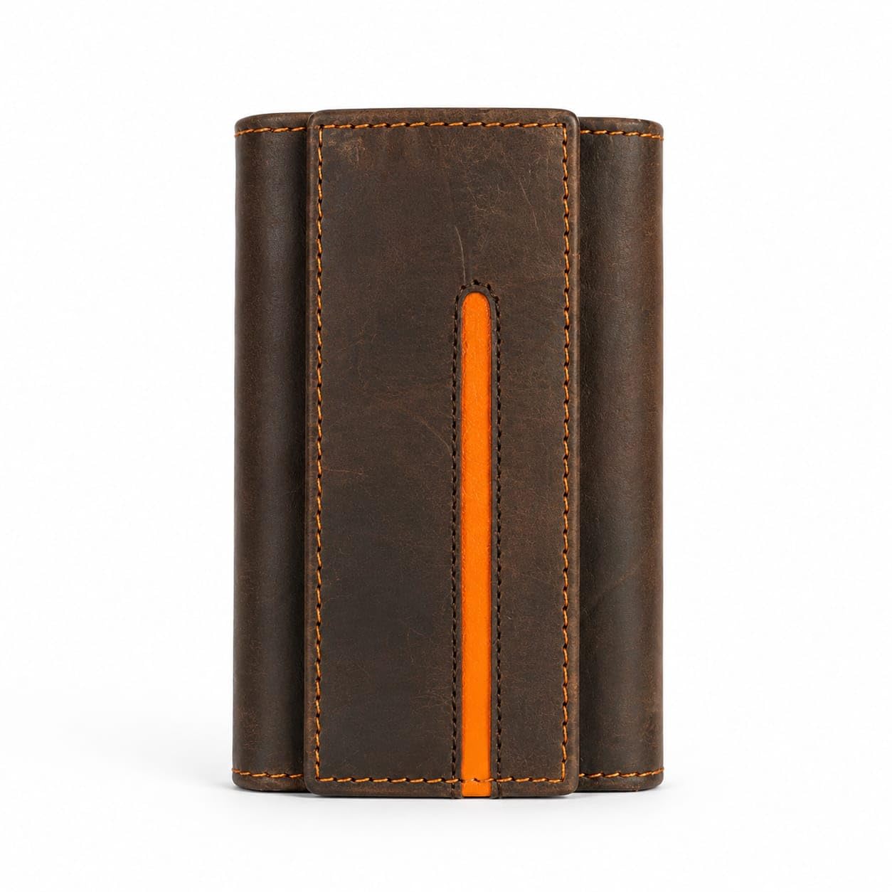 Genuine Leather Key Holder Wallet for Men & Women | 6 Hook Compact Key Organizer Case with Snap Button Closure | Slim Pocket Case for Home, Office & Car Keys | Brown-image-12