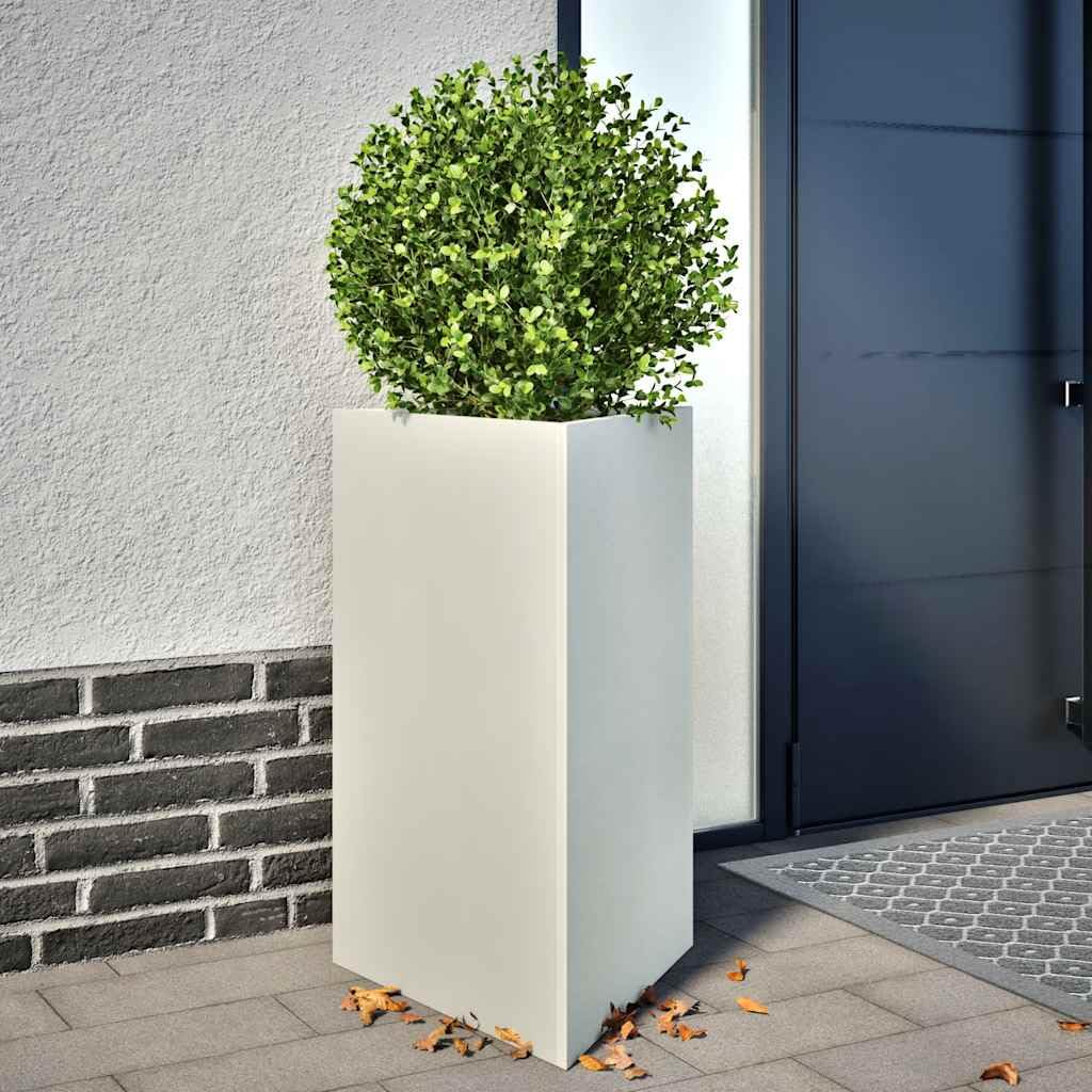 Générique Fioriera Triangolare Acciaio Bianco 2 Pezzi | Resistente alla ruggine, senza fori di drenaggio, protezione contro le erbacce, per balcone patio giardino