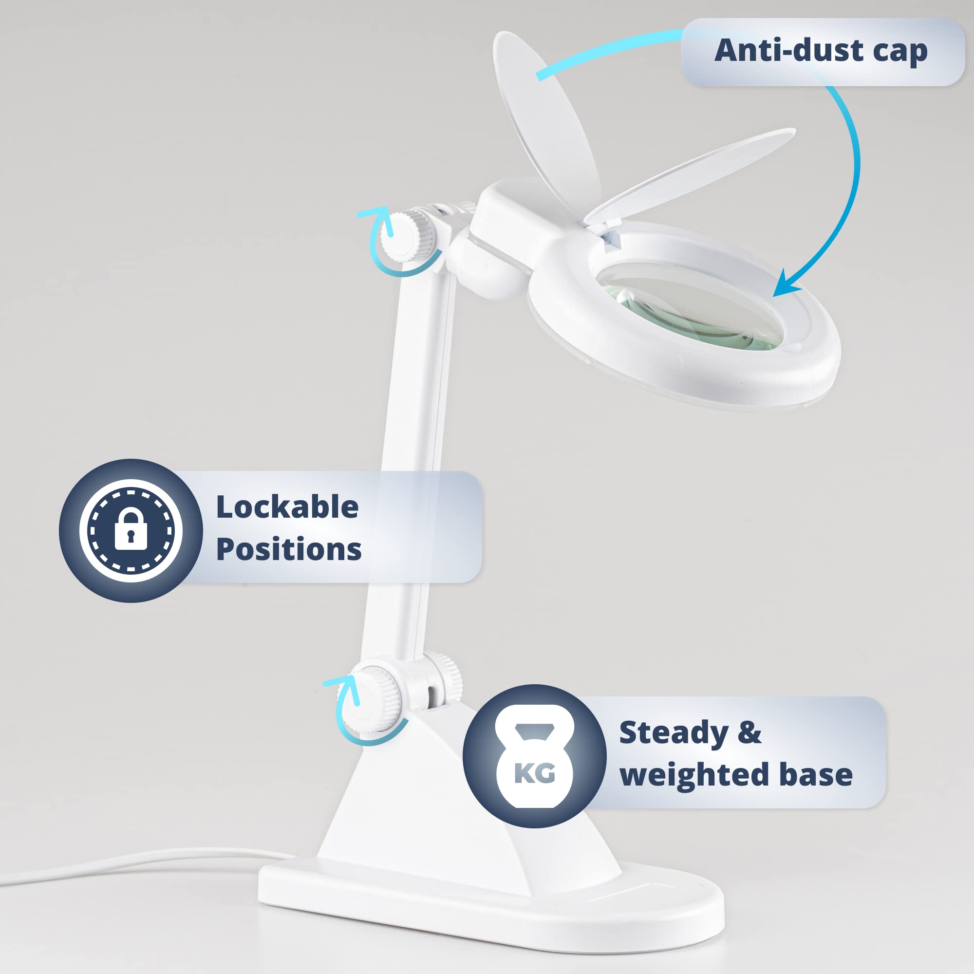 Lampe Loupe LED de Bureau 5 dioptries - esthétique modélisme Professionnel Broderie - entièrement Pliable - lentille 90 mm