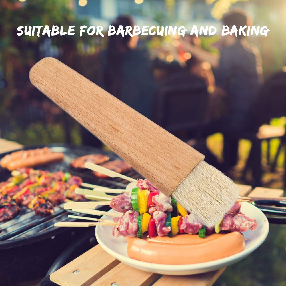In Legno di Crine di Cavallo Griglia per Barbecue Pasticceria Pennello per Condire Salsa Burro Attrezzo da Cucina per Stendere Cottura Cottura, Pennello da Forno(flat handle)
