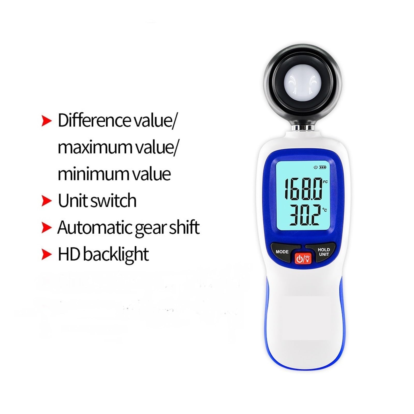 Luxmetro, Illuminometro digitale professionale WT81 Precisione 0-20000 Lux Luxmetro Data Hold Misuratore di intensità luminosa Temperatura e
