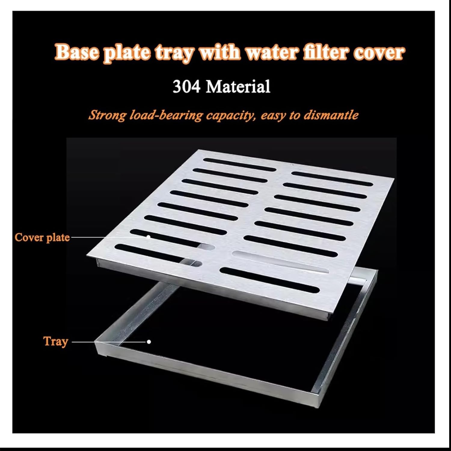 MEISO Cubierta de escape para exteriores, de acero inoxidable 304 con base, kit de cubierta para desagüe, cuadrado para desagüe de suelo, rejilla de desagüe para exteriores (25 x 25 x 2 cm)