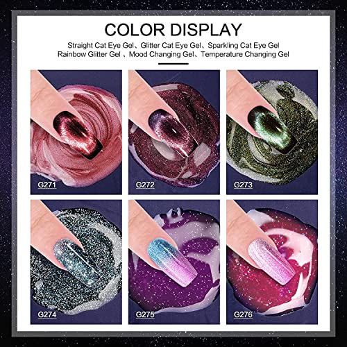 Morovan 9D Cat Eye Gel Nagellack Set Chamäleon Thermo Nagellack Shellac Glitzer Magnetische Gel Nail Polish Set Soak Off… – Bild 5