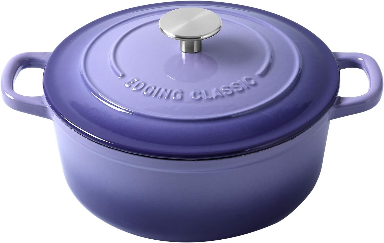 Enameled Cast Iron Covered Dutch Oven with Dual Handle, 2.8 Quart, Purple