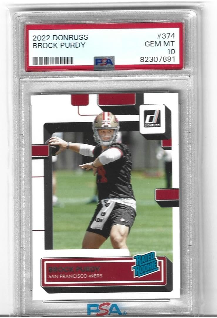 Graded Psa 10 Brock Purdy Football Rookie Card 2022 Donruss Rated #324 San Fransisco Young Star Quarterback