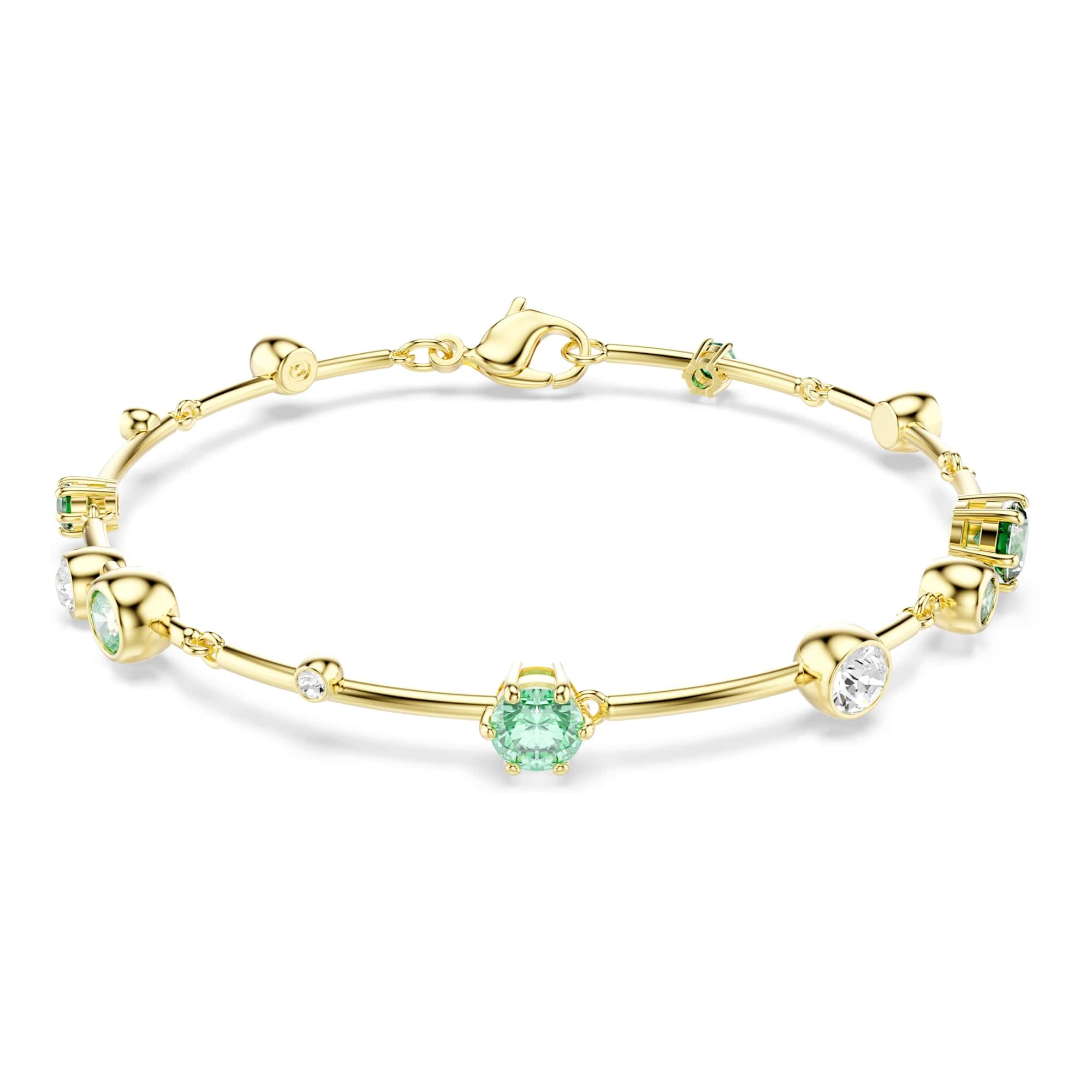 Swarovski Constella Bracelet, Green and Clear Mixed-Cut Crystals in a Gold-Tone Finished Setting, Part of the Constella Collection