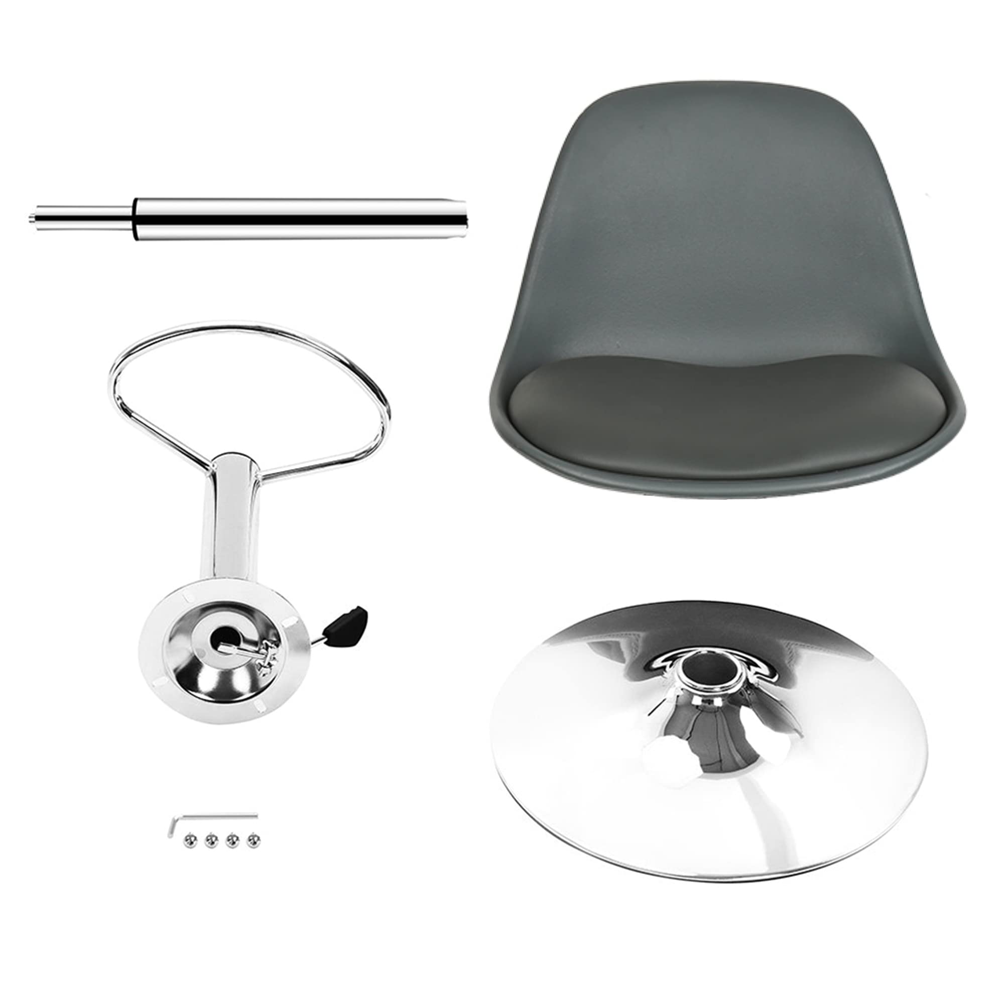 Set di 2 Sgabelli Cucina Moderni, Sgabello Polipropilene con Cuscino in Similpelle PU, Sgabello Penisola Cucina con Schienale e Poggiapiedi, Sgabello Bar Alto Regolabile in Altezza 55-75 cm (Grigio)