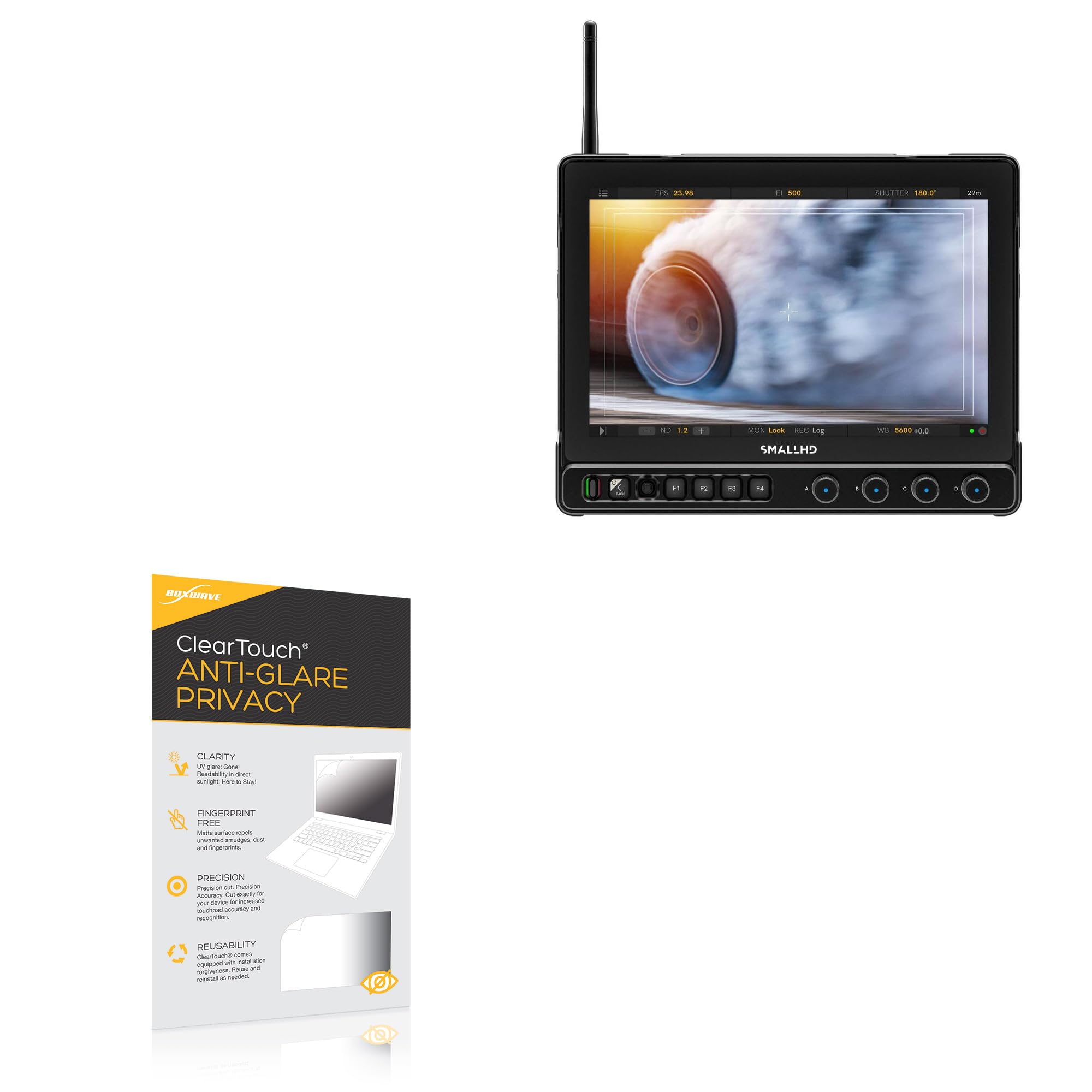 BoxWave Screen Protector Compatible with SmallHD Ultra 10 4K - ClearTouch Anti-Glare Privacy (2-Pack), Privacy Screen Protector Flexible Film Anti-Glare