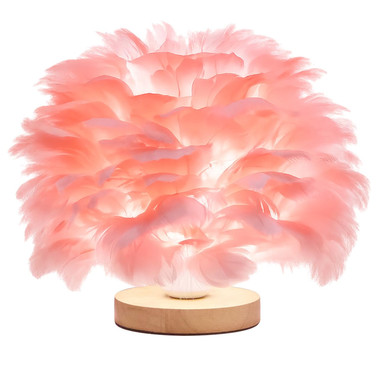 GUANSHAN Feather Bedside Lamp Feather Bedside Lampshade Simple and Elegant Feather Table Light Desk Lampshade for Living Room, Bedroom, Dining Room