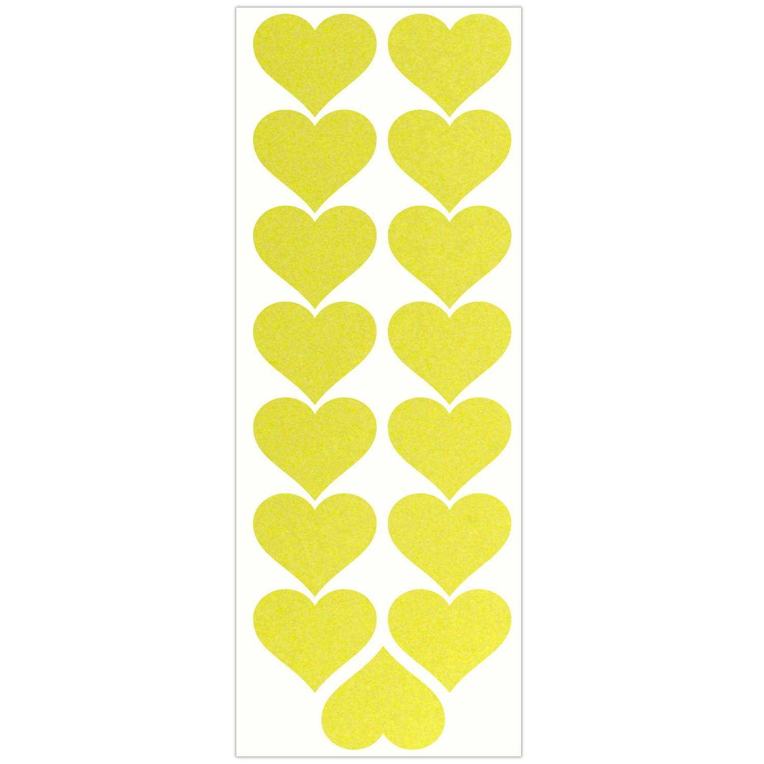 LiteMark Reflective 1.5 Inch Lemon Yellow Heart Sticker Decals, Love Sticker for Laptops, Phones - Pack of 15 Pcs