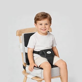 Rootling Toddler Booster Seat for Kitchen Chair - Anti-Slip, Waterproof, Backrest & Adjustable Straps, Portable High-Density Foam Cushion