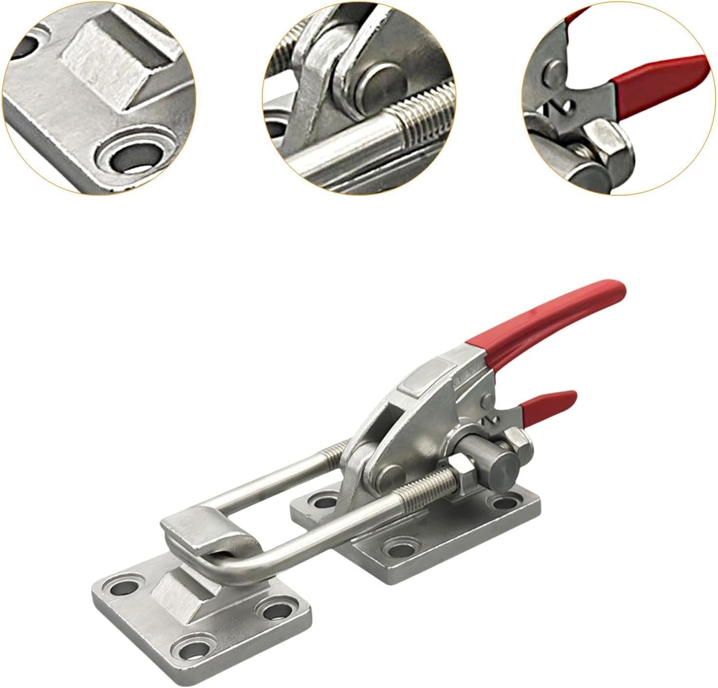 Heavy Duty Large Toggle Clamp Latch Tire Latch 10.2 inch 7496lbs Holding Capacity for Trailer Latch latches Hardware, Galvanized Iron(304 Stainless Steel)