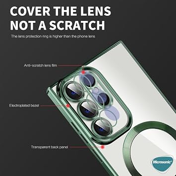 Microsonic Apple iPhone 17 için Kılıf MagSafe Luxury Electroplate Yeşil [iPhone 17 ile Uyumlu Kılıf - Yeşil]