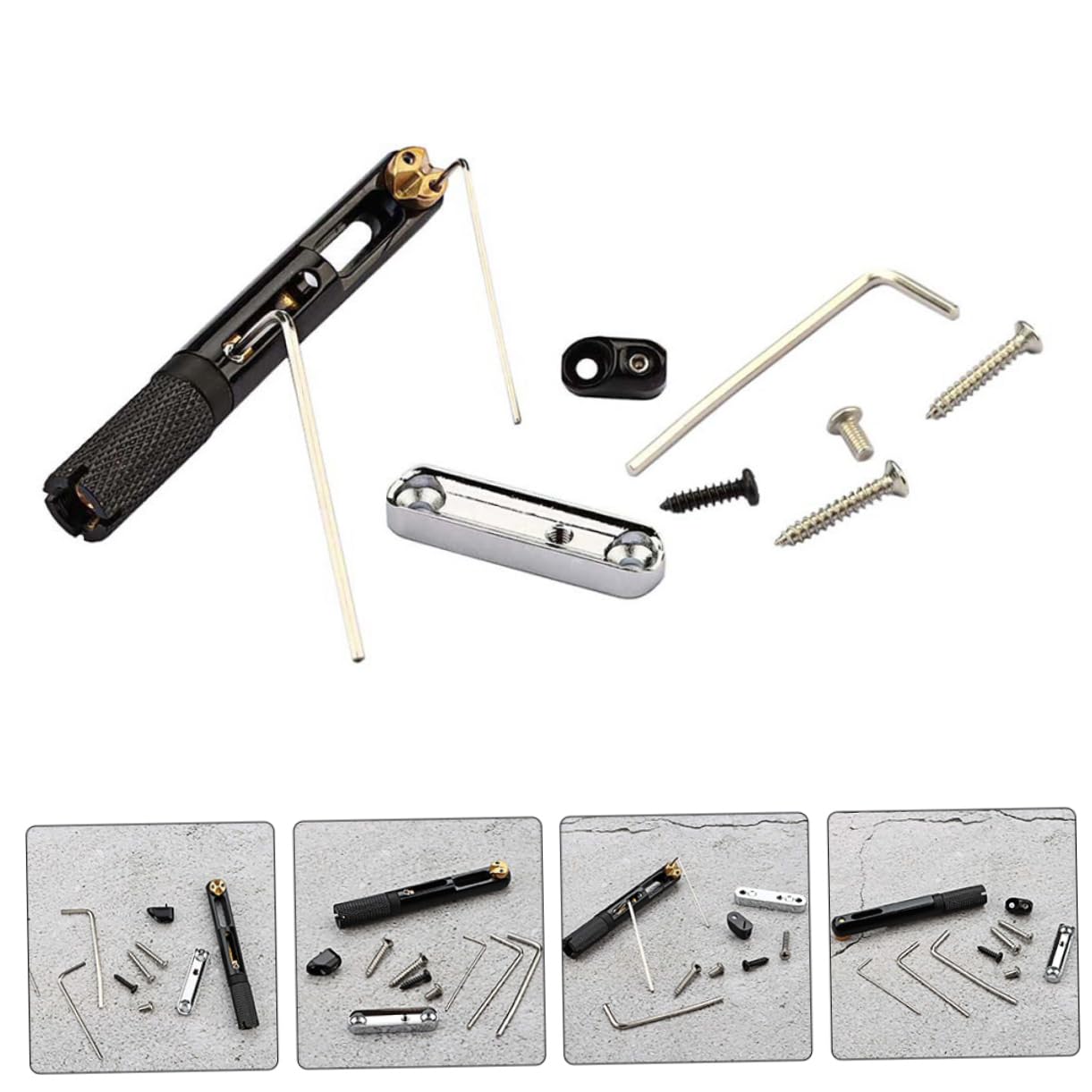 Ponte per Chitarra Elettrica senza Paletta Barra Singola Nera | Kit, Ricambio per Basso e Elettrica, Componenti in Rame e Lega, Modello Ga1117a