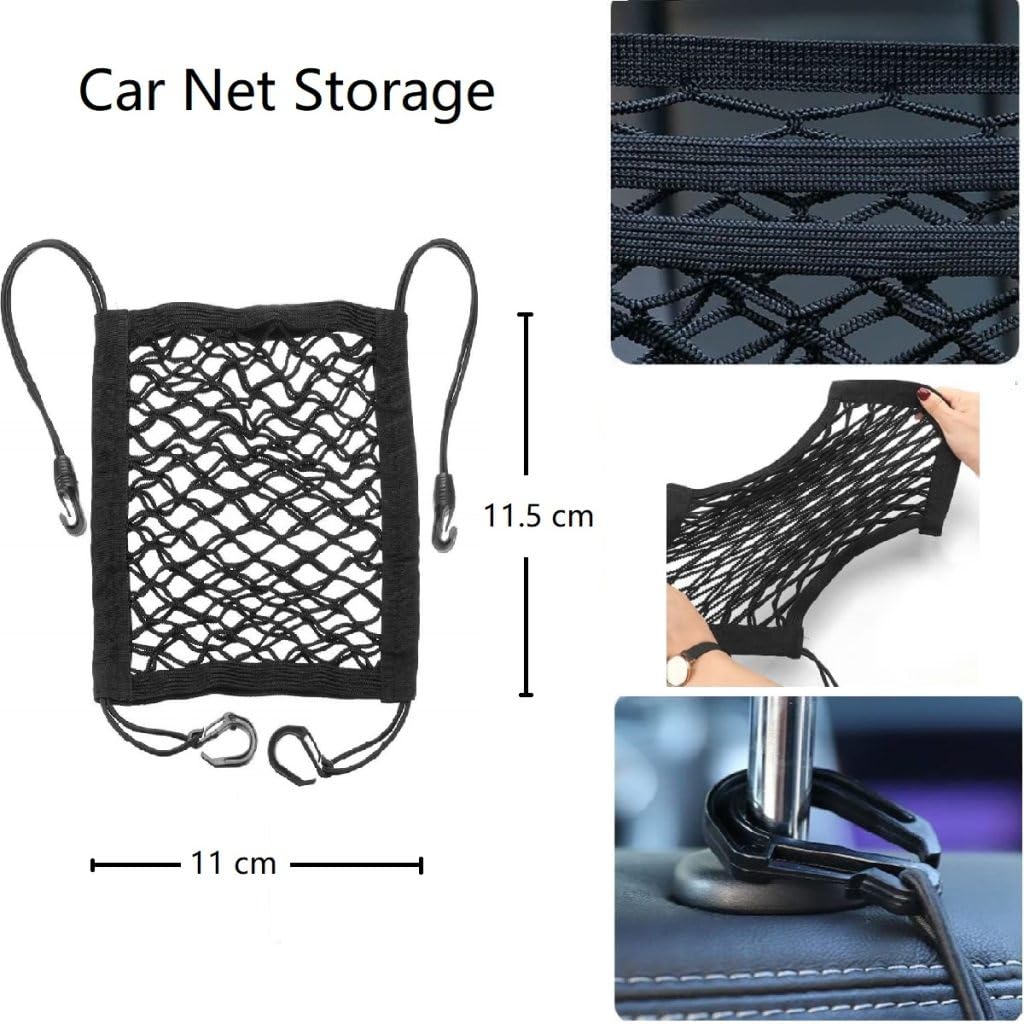 Samip Car Mesh Organizer Seat Back Net Bag Barrier of Backseat Kids Children Pet Dog Purse Holder Car Storage Netting Pouch 4