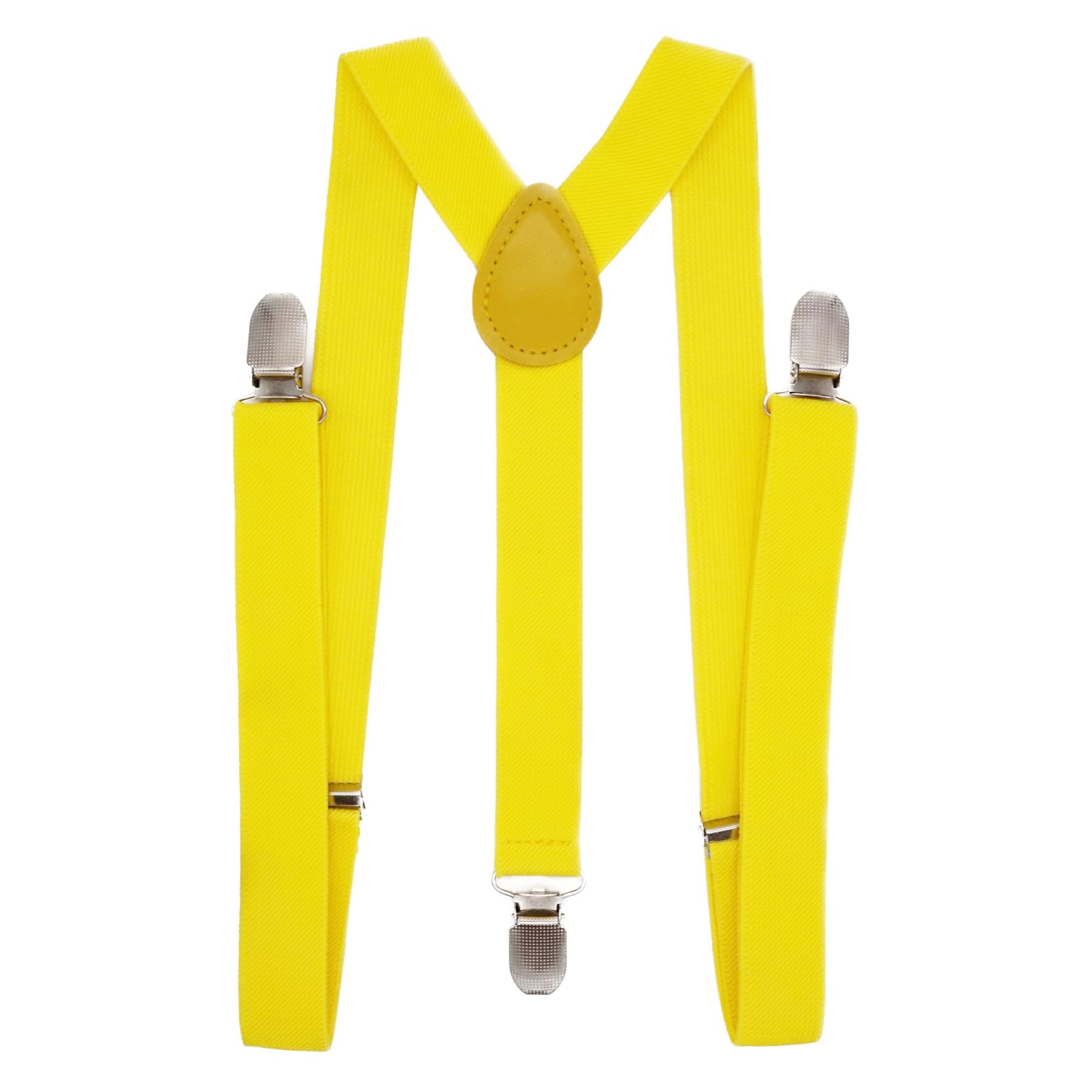 Wannge Men's Yellow Suspenders 1" Inch Elastic Adjustable Y-Back Clip-On Suspender