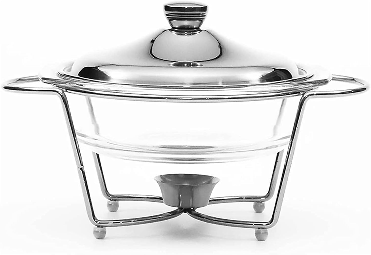 Chafing Dish Buffet Set, 2 Quart Glass Finish Chafing Dish, Round Chafers with Fuel Holder and Lid for Buffet/Weddings/Parties/Banquets/Catering Events,