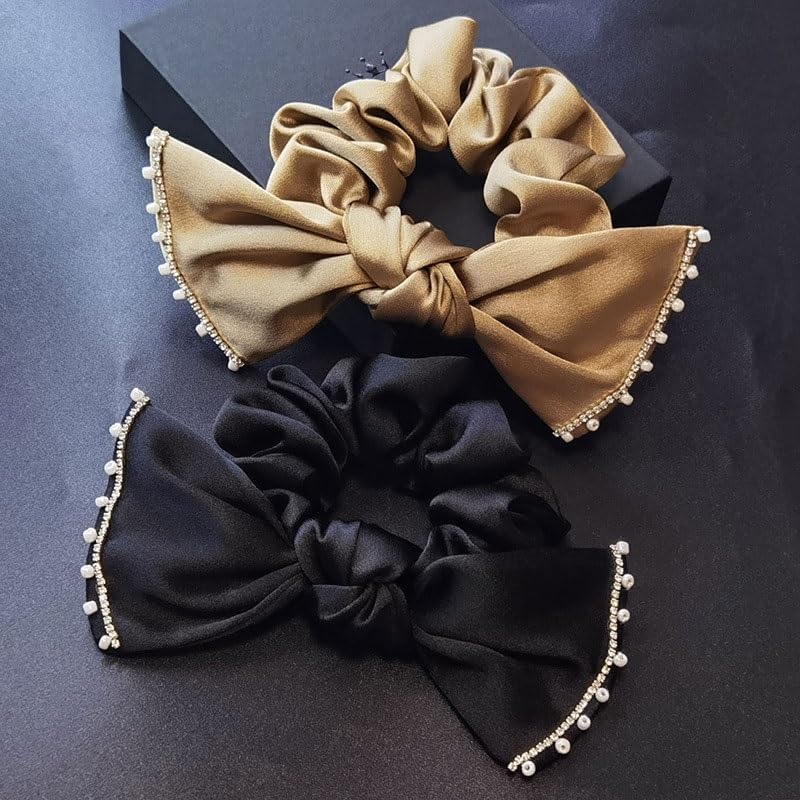 Versatile And High-end Hair AccessoriesHair Rings for WomenTie RopesBow BowsHeadwear(white-Fruit peach5) image 5