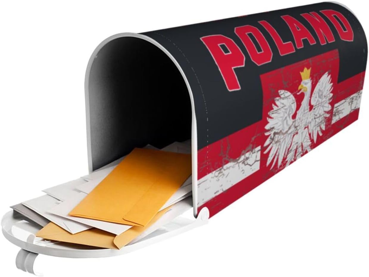 Eagle Poland Poles Flag 6 Mailbox Cover,Magnetic Post Letter Box Decoration,Mail-Box-Cover for Garden Yard Home Decor Outside 21x18 in