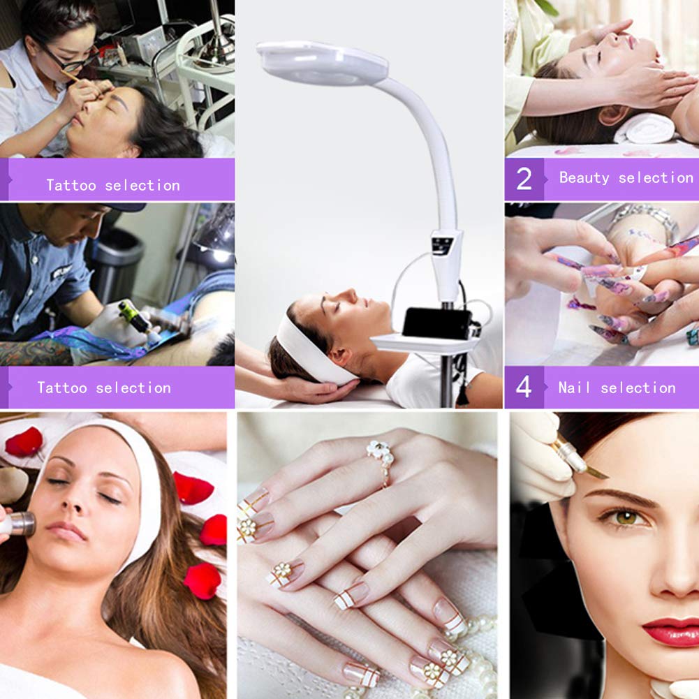 16X Ingrandimento illuminato Salone di bellezza Lampada per tatuaggi a LED Lampada di bellezza Lampada da terra con lente d'ingrandimento a luce fredda Tatuaggio per unghie, Lampada senza ombre La l