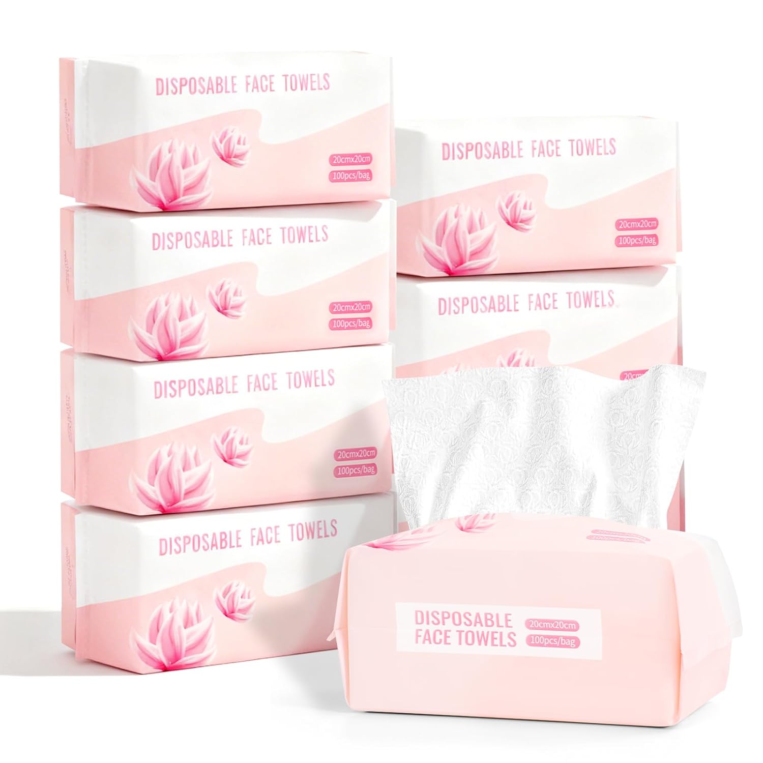 Teruntrue 800 Count Disposable Face Towel, 8 Pack Facial Towels Makeup Remover Dry Wipes Disposable Face Cloths Soft Facial Clean Towels for Washing Cleaning and Skincare