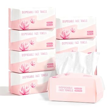 Teruntrue 800 Count Disposable Face Towel, 8 Pack Facial Towels Makeup Remover Dry Wipes Disposable Face Cloths Soft Facial Clean Towels for Washing Cleaning and Skincare