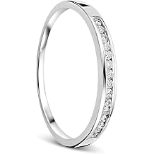 Orovi Women Eternity Ring 18 ct/750 White Gold Wedding Band With Brilliant Cut Diamonds 0.10 ct