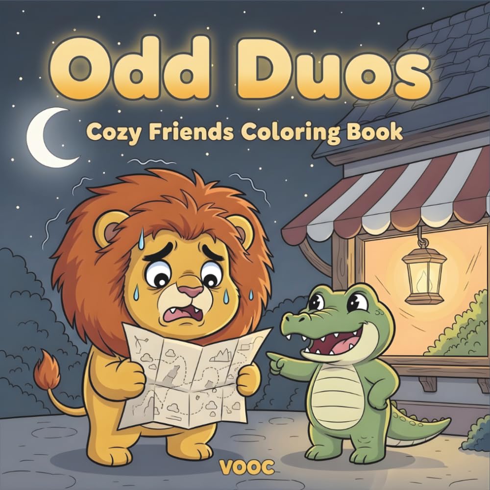 Odd Duos: Cozy Friends Coloring Book Featuring Cute Chibi Friendship Kawaii Animal in Cozy Scenes for Adults Teens Stress Relief