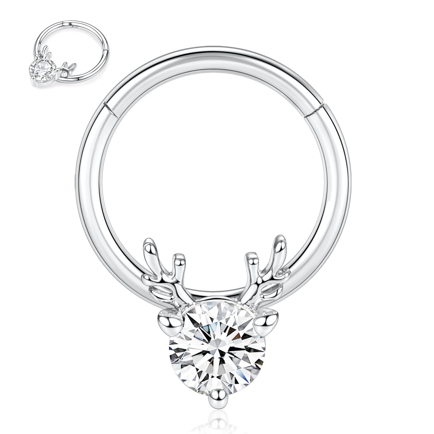 hengkaixuan Unique Animal Shape Septum Nose Ring Septum Jewellery 16G Daith Earrings Surgical Steel Nose Hoop Septum Clicker Conch Piercing Jewellery Rook Helix Tragus Cartilage Lobe Hoop Earring — view 66