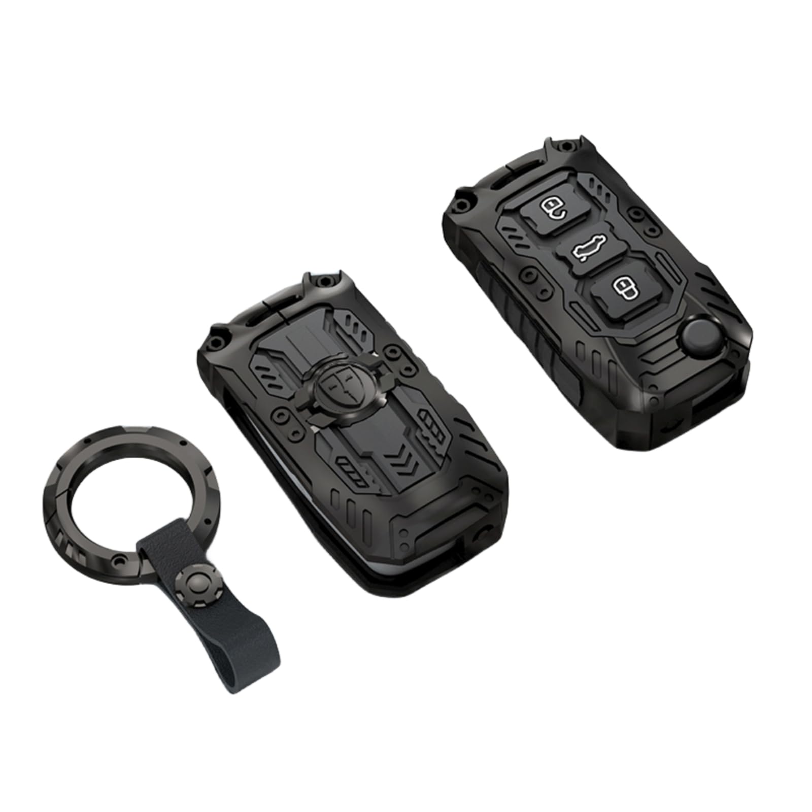 Heavy Metal Key Fob Cover Case Protector for Volkswagen, Keychain, Accessories for VW Golf GTI Jetta Passat Tiguan Beetle Polo MK6 (Type C -Black)