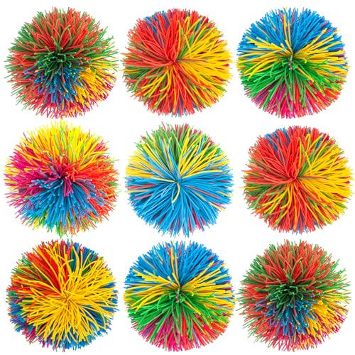 GIfagumta 24 Pcs Rubber Bouncy Stringy Balls Sensory Fidget Stress Ball