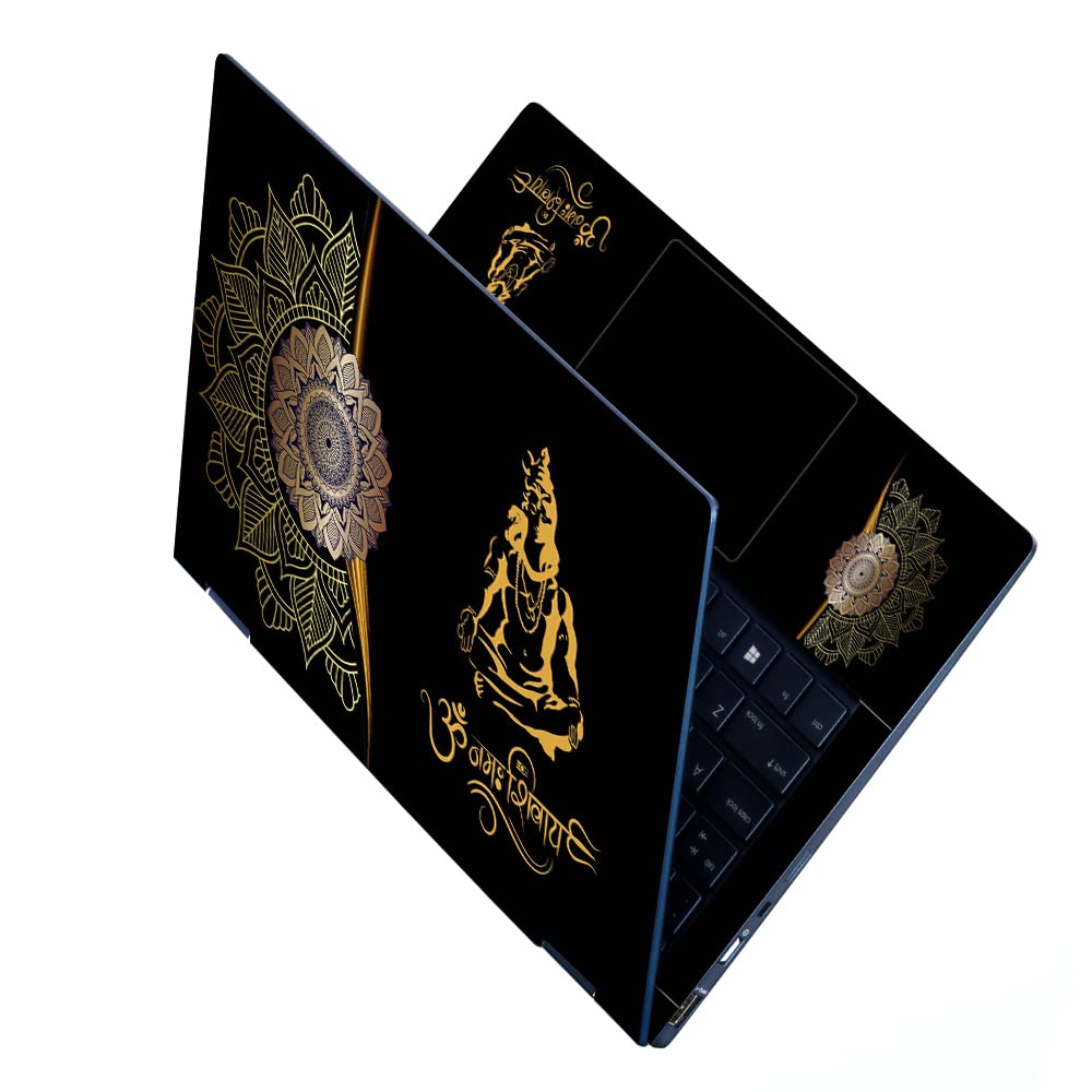 UV Printed Full Body Vinyl, HD Printed Laptop Skin/Sticker/Stretchable Vinyl/Cover Laptops Upto 15.6 inches No Residue, Bubble Free for Laptop - UV_Om Namah Shivay Golden Mandla Art (B0BWHV131X) Amazon Price History, Amazon Price Tracker