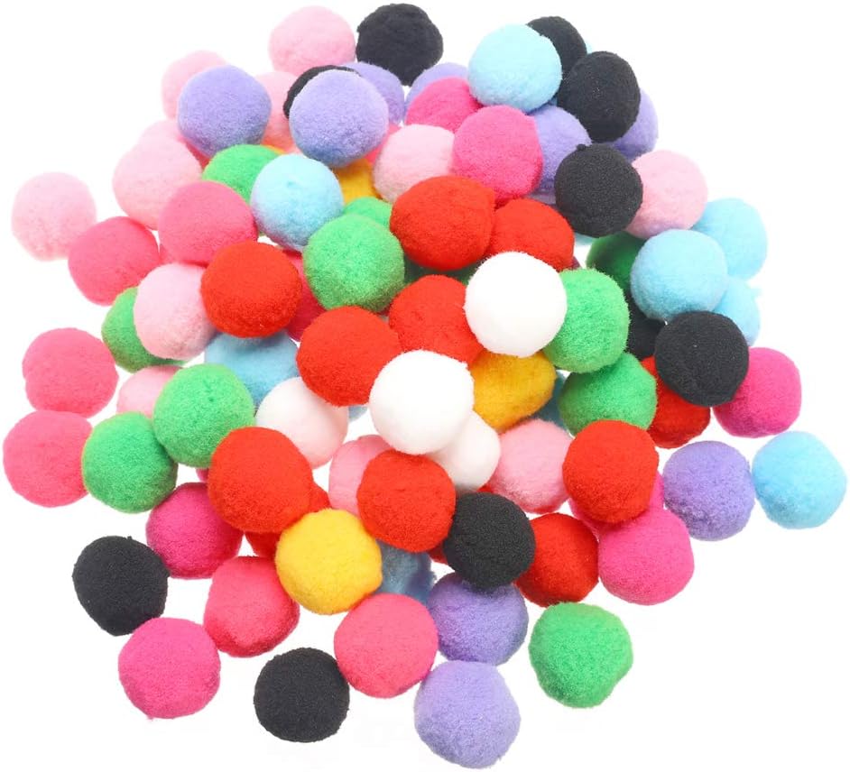 HEKOY 100 Piece 1.18 Inch Craft Pom Poms Balls Fuzzy Christmas Pompoms Multicolor Elastic Puff Balls for Hobby Supplies DIY Creative Crafts Decorations