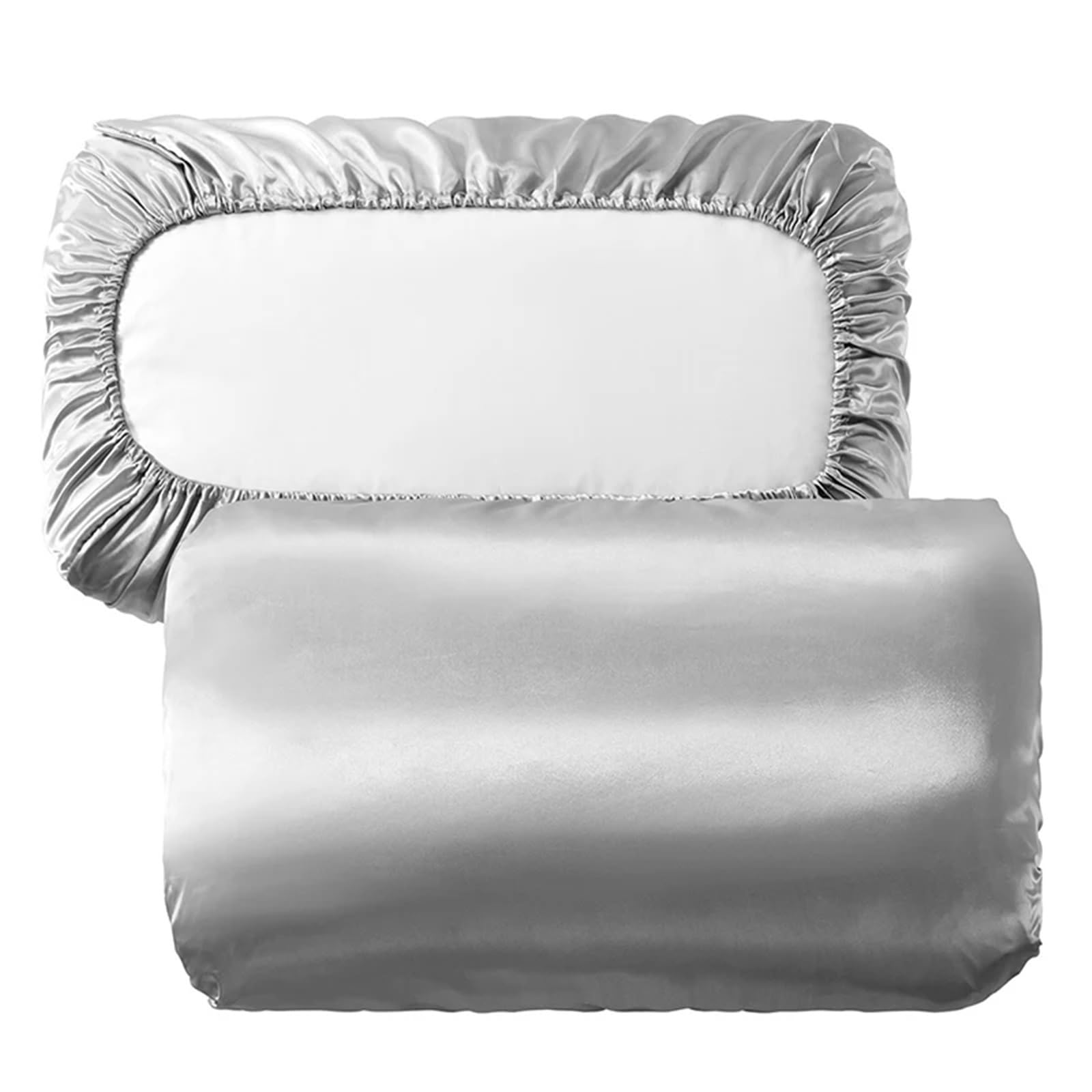 LYXYGMV Silk Pillow Cover Solid Comfortable Smooth Satin Pillowcase for Bedrooms(Light grey,50x75cm (19x29in) 2pc)
