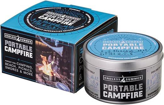 Endless Summer Portable Fire Pit - Compact Campfire With 3+ Hours Burn Time, No Embers, No Wood - Reusable and Easy to Light for Smores, Picnics, Camping, and Parties