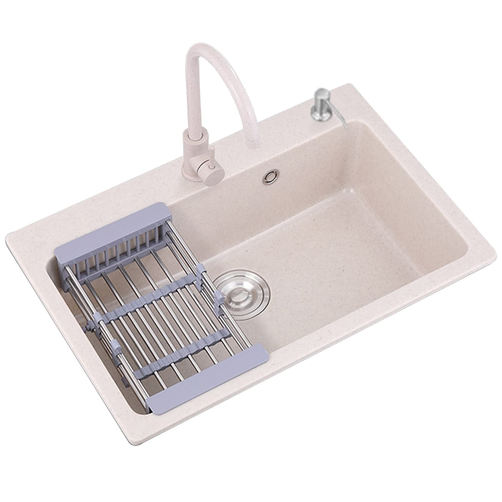 Évier de cuisine à encastrer cuve quartz évier 1 bac avec accessoires