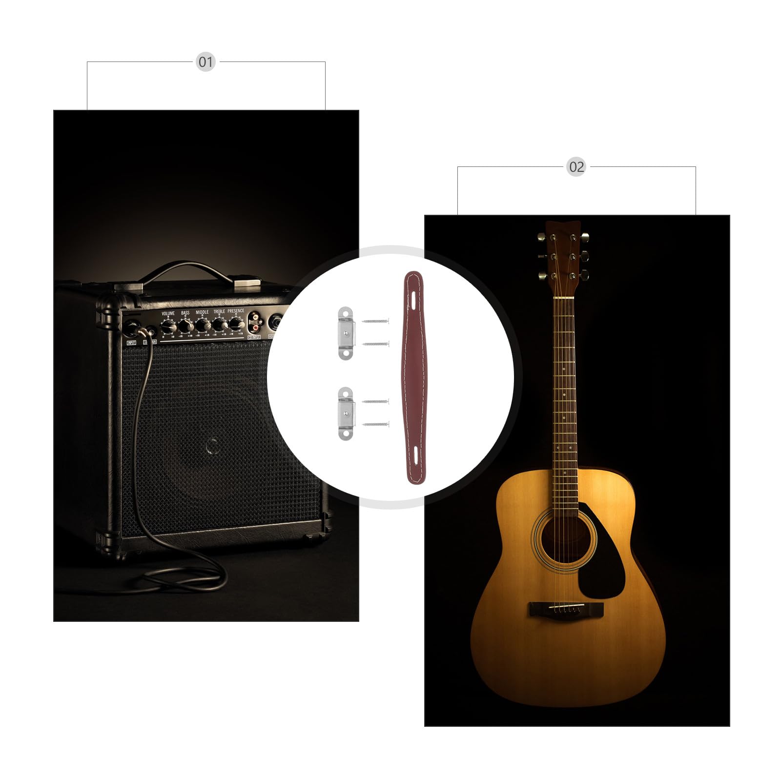 Ipetboom Mango de Repuesto para Altavoz de Guitarra de Cuero Genuino, Asa Cómoda y Resistente para Amplificador, Diseño Elegante y Fácil de Transportar para Proyectos en Casa