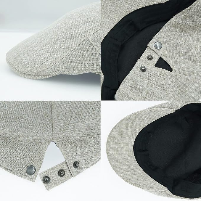 Image of Men's Cotton-Hemp Blend Newsboy Cap - Lightweight Summer Flat Cap for Driving & Outdoor Style