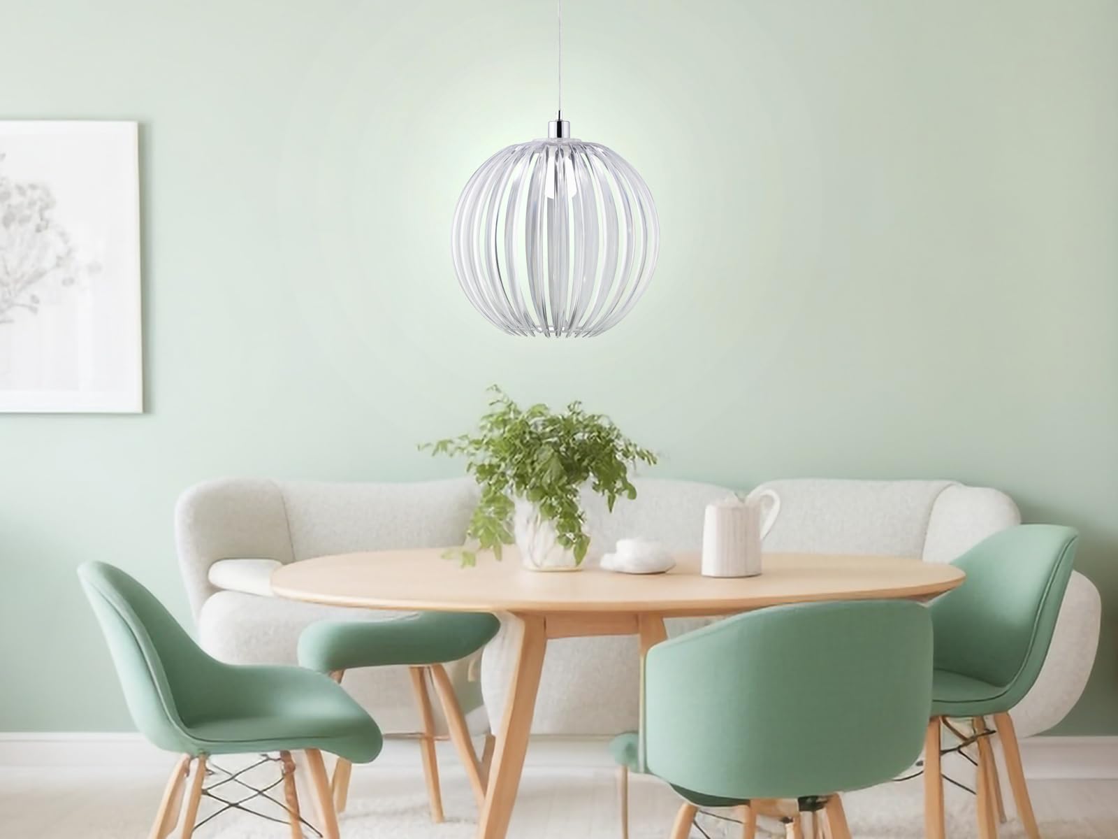 Trio Leuchten Pendelleuchte in Chrom, Acrylstäbe transparent, exklusive 1x E27 maximal 60W, ø 40 cm, Höhe: 150 cm 304100100