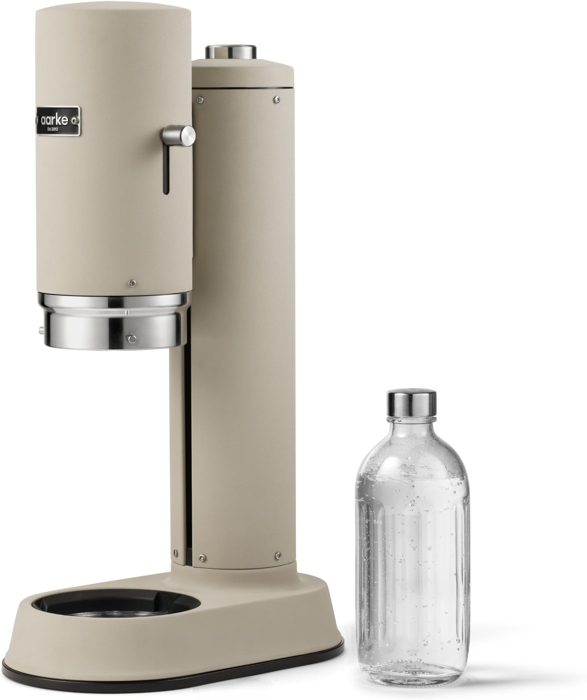 Aarke Carbonator Pro Water Carbonator with Glass Bottle, Sand Finish