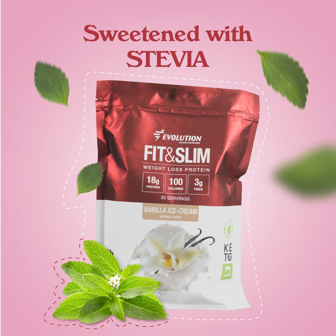 Evolution Advance Nutrition Fit & Slim Blend, 2 Pounds + Resistance Loop Bands for Home Exercise – Grass Fed Whey Protein Powder, Easy Digesting, Keto Approved, Non GMO, Stevia Sweetened (Vanilla)
