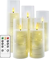 Vista 1 de Velas LED sin llama con temporizador de 5 piezas, velas parpadeantes sin llama para ambiente romántico y decoración del hogar, carcasa acrílica