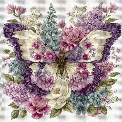 Butterfly Animals Diamond Painting Kits for Adults Beginners Flower 5D Diamond Art Kits for Adults DIY Full Drill Diamond Dots Art With Gem Art Craft for Adults Home Wall Decor 13.8 X 13.8Inch